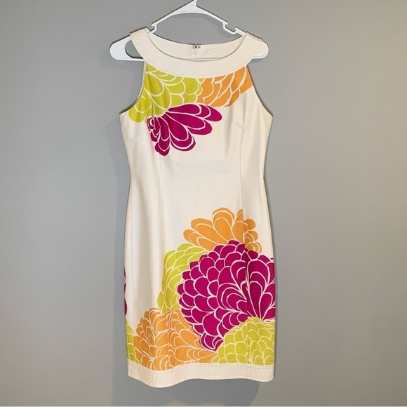 Jones New York Colorful Summer Floral Sheath Dress Size 8. - Picture 2 of 8